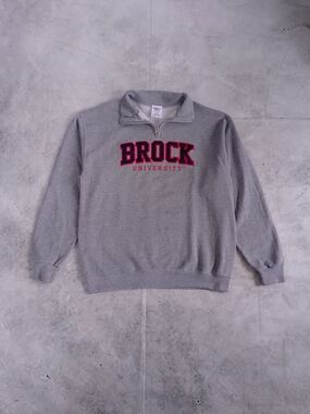 Brock University Embroidered Grey Quarter-Zip Sweatshirt